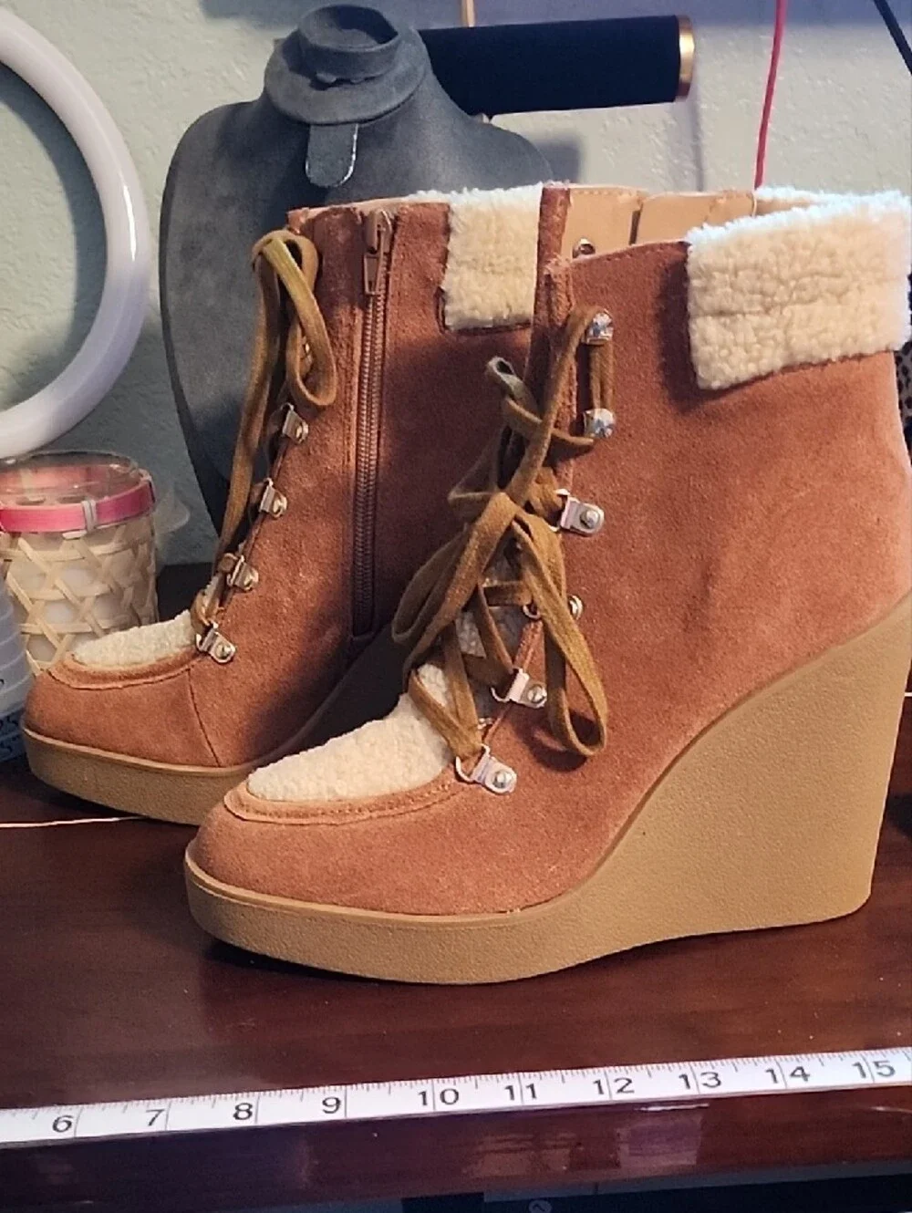 Jessica Simpson tan suede